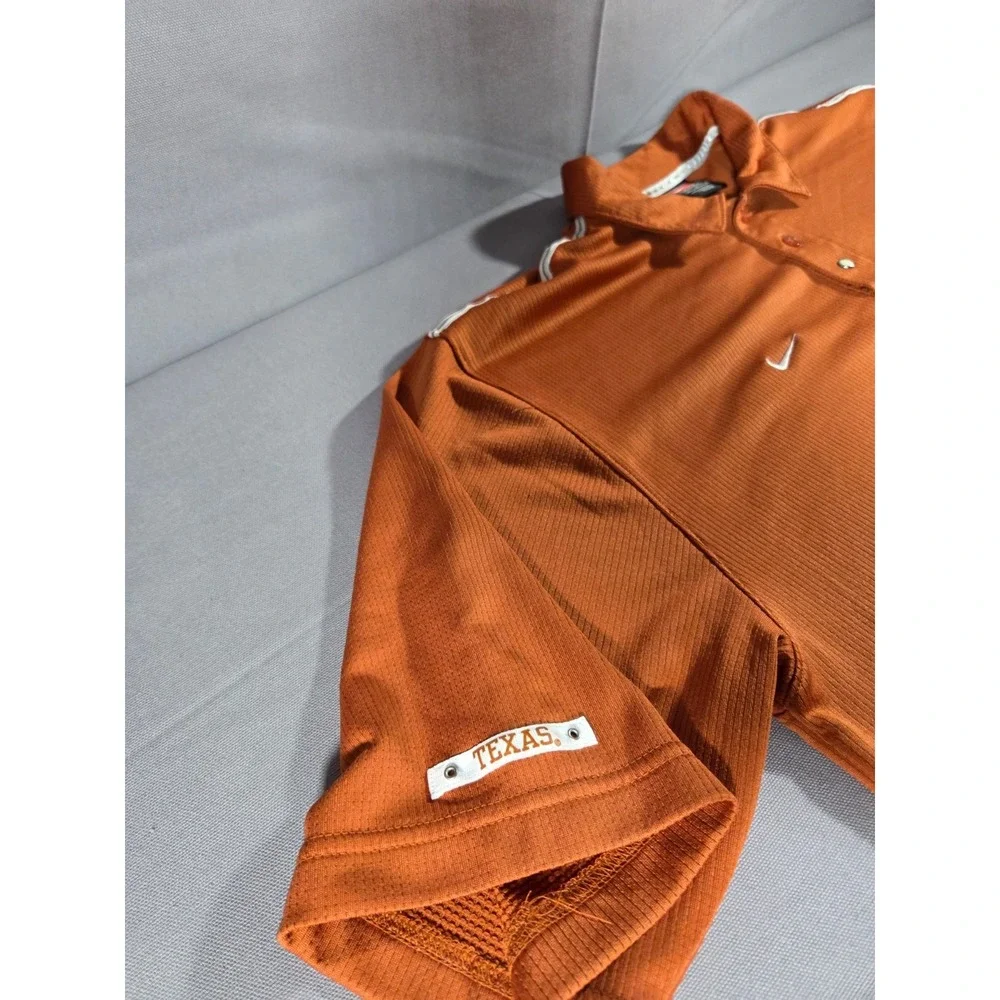 Vintage Nike Shirt Mens Large Orange White Texas Longhorns Textured Polo NCAA